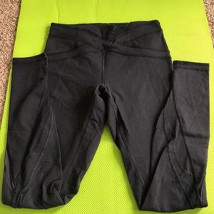 Black meshed full length high waisted leggings